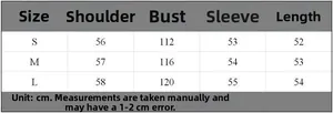 Detailed size guide table for women's plush long sleeve sweatshirt with measurements in cm
