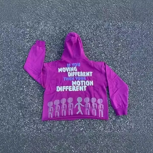 Women Street Style Graffiti Letter Puff Print Hoodie Casual Pullover Hooded Sweatshirt Raw Hem Long Sleeve Top
