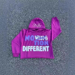 Deep purple oversized hoodie featuring 3D foam graffiti letters and Diffy embroidery