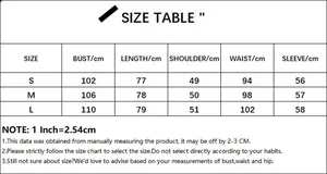 Size chart for women loose long sleeve jumpsuit showing bust, waist, and length measurements