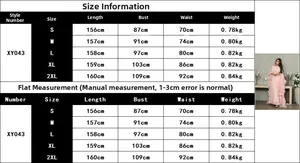 Size chart detail with measurements for the summer mesh ball gown evening dress