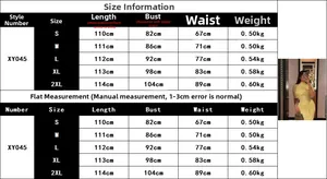 Detailed size chart for yellow ruched elegant party dress, sizes S to 2XL with measurements