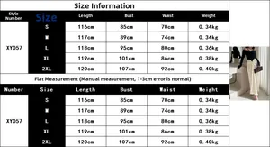 Gedetailleerde maattabel voor elegante tweekleurige off-shoulder jurk maten S tot 2XL