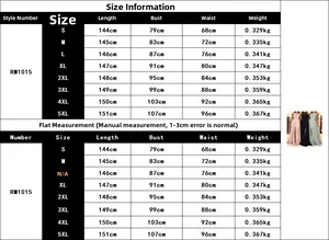 Size chart table for women's lace chiffon evening dress with measurements from S to 5XL