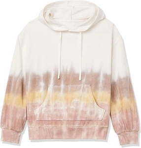 Tie-dye gradient hooded sweatshirt with drawstring and kangaroo pocket for women