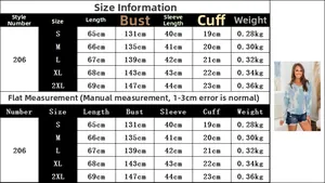 Detailed size chart for women's loungewear set showing measurements for S to 2XL sizes