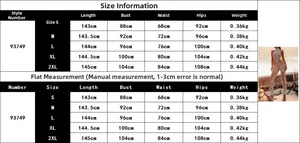 Detailed size guide for the sleeveless sparkling gold evening jumpsuit style 93749