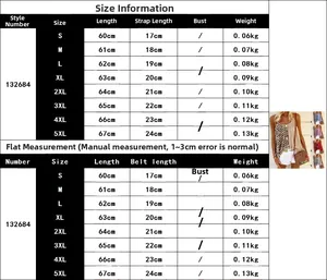 Detailed size chart for leopard print ruffle camisole with measurements from S to 5XL