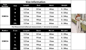 Size chart for strapless feather jumpsuit showing length and bust measurements for S-2XL