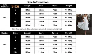 Size chart for white lace maxi dress showing S to XXL measurements in CM and KG