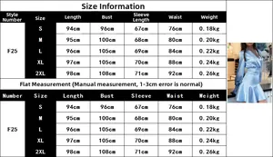Guide des tailles détaillé pour la robe à manches longues et col en V avec mesures