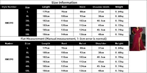 Detailed size guide table for V-neck mesh maxi dress with length and bust measurements