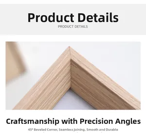 Detailed close-up of 45-degree seamless corner joint on natural wood photo frame