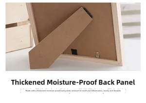 Detail view of moisture-proof MDF backboard and support stand for wood square photo frame