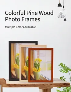 Minimalist A4 pine wood photo frames in black, natural, and reddish brown finishes