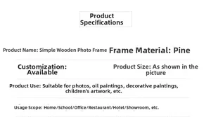 Detailed parameter list for 16-inch solid pine wood picture frame for wall mounting