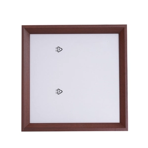 Minimalist square red-brown wood grain photo frame for 4-inch pictures on white background