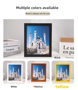 Detailed comparison of minimalist frames in black, white, walnut, and yellow wood finishes