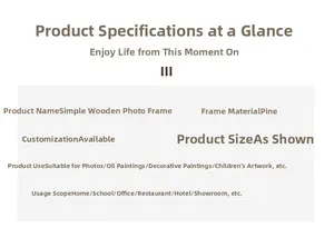 Detailed specification list for pine wood minimalist photo frames for A3 and A4 sizes