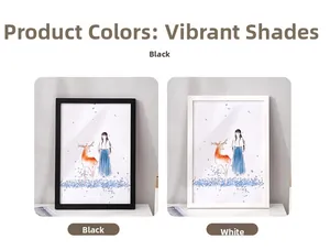 Detail view of pine wood picture frames in black and white minimalist finishes
