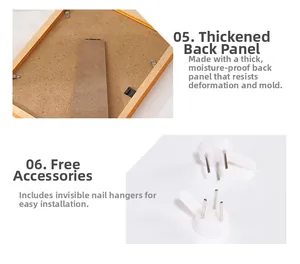 Detail of moisture-proof backboard and non-marking nails for wooden picture frame