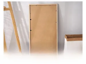 Rear view of solid wood picture frame with waterproof backing and metal fasteners