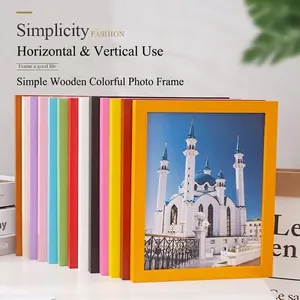 Minimalist solid wood picture frames in various colors for wall and tabletop display