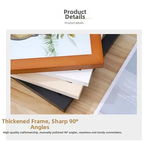 Detail of thickened wooden frames showing premium 90-degree corner joints and textures