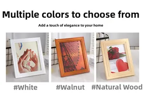 Detailed close-up showing white, walnut, and natural wood grain textures of minimalist frames