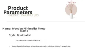 Detail guide of Nordic wood frames in white, natural, and walnut colors for art display