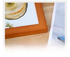 Close-up of a minimalist solid wood frame corner with smooth natural grain finish