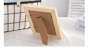 Detailed back view of solid wood photo frame with sturdy MDF backing and kickstand
