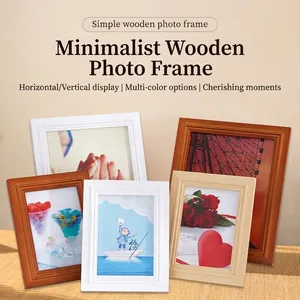 Nordic minimalist wooden 3D photo frames in white and oak finishes for wall or tabletop decor