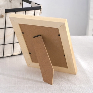 Nordic light wood photo frame with functional back support and metal tabs