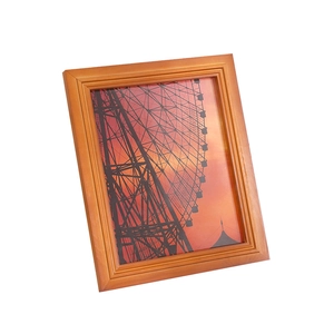 Nordic style wooden photo frame in natural wood finish with Ferris wheel art