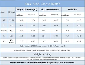 Detailed size chart for high waist denim shorts including length, hip and waist measurements