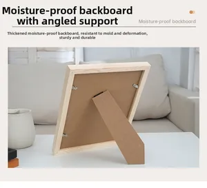 Rear view of solid wood picture frame with moisture-proof backboard and kickstand