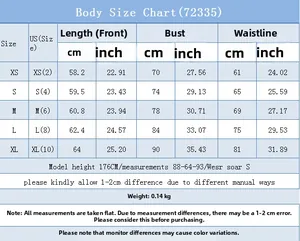 Detailed body size chart for women's one-piece bikini showing XS to XL measurements