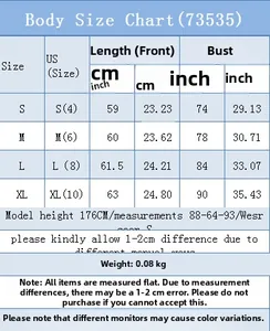 Body size chart for women sexy lace vest with measurements in cm and inches