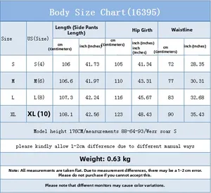 Tabella taglie dettagliata per jeans larghi strappati in taglie US da S a XL con misure