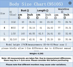Body size chart for women's pleated shirt with S to XL dimensions in cm and inches