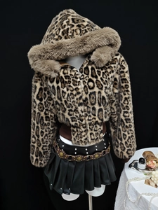 Damen Leopardenmuster Kunstpelz Jacke Mit Kapuze Verdickter Warmer Wintermantel Casual Streetwear Langarm Kunstpelz Oberbekleidung
