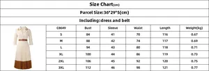 Detaillierte Größentabelle für elegantes Plissee-Kleid in Übergrößen von S bis 3XL