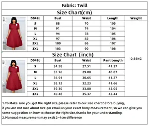 Detailed size chart for the pleated crepe dress showing S to 3XL measurements