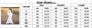 Guida dettagliata alle taglie per abito a sirena a vita alta in cm e pollici dalla S alla 3XL