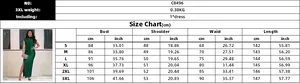 Size chart for high waist slit maxi dress showing measurements from S to 3XL for women