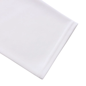 Detailed close-up of white pleated sleeve cuff with premium double-needle stitching