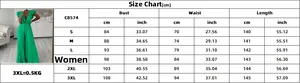 Guide des tailles pour combipantalon col en V avec mesures buste, taille et longueur de S à 3XL