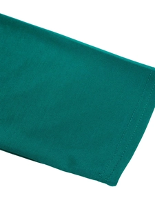 Detailed view of high-density dark green fabric with professional double-needle stitching