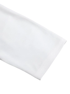 Detail of white cotton sleeve cuff featuring precise double-needle flat stitching work